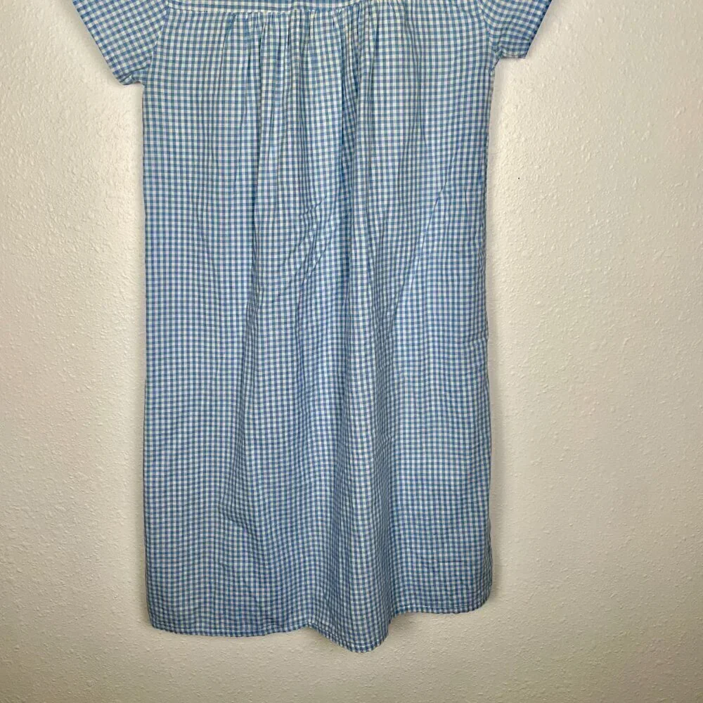 Vintage Kids Kickaway Blue Gingham Pajama Night Dress Size: 12